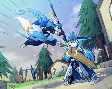 Glaceons (Code2777 Pokemon OC) two Fullbody Fullcolor Normal BG