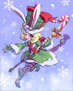 Finii Christmas (Omega Strikers) Fullbody Fullcolor Simple Background