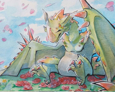 Espinas (Monster Hunter) Fullbody Watercolor Normal BG Espinas (Monster Hunter) Fullbody Watercolor Normal BG