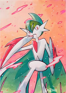 Mega Gallade (Pokemon) Half-Fullbody Promaker Simple Background
