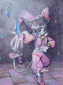 Jack'o (Deltarune OC) Fullbody Watercolor Mid-Way background