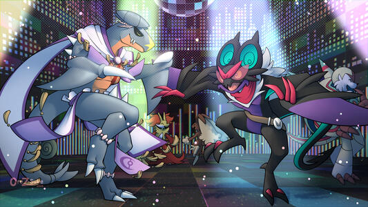 Garchomp and Noivern OC (Pkmn) Two Fullbody Fullcolor Normal Background