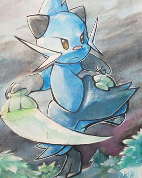 Dewott (Pokemon) Fullbody Watercolor Normal Background