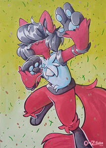 Lu the Lucario (Pokemon OC) Fullbody Promarkers Simple Background