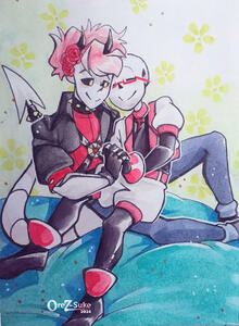 Walter and Jacob (Undertale AU OC) Two fullbody Promarker Simple BG